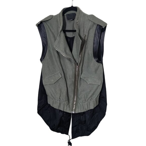Alexander Wang Green Vest With Lamb Leather Trim Hi low Woman's Size 2 (small) - Picture 4 of 12